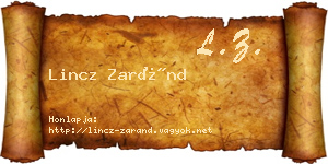 Lincz Zaránd névjegykártya